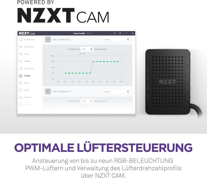 NZXT RGB és ventilátor vezérlő 6 csatorna fekete - 2022 Control Hub