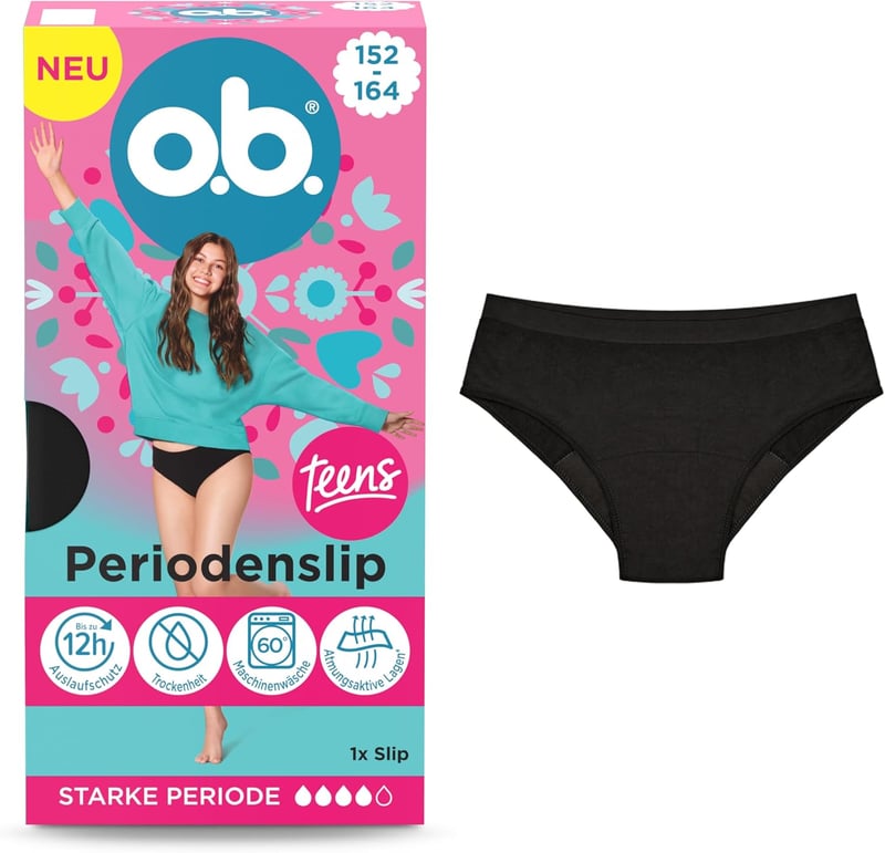 o.b. Teens Menstruációs Alsónadrág Újrahasználható Fiú Lány 152-164 - 1x