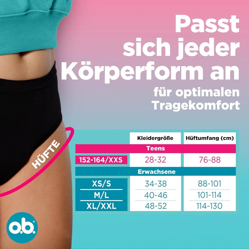 o.b. Teens Menstruációs Alsónadrág Újrahasználható Fiú Lány 152-164 - 1x