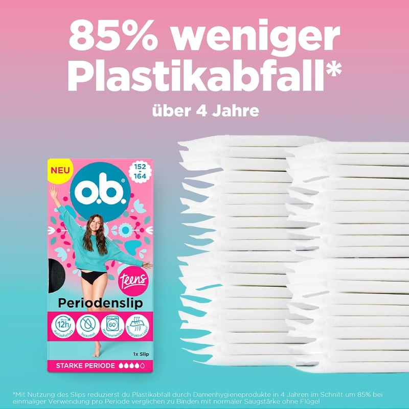 o.b. Teens Menstruációs Alsónadrág Újrahasználható Fiú Lány 152-164 - 1x