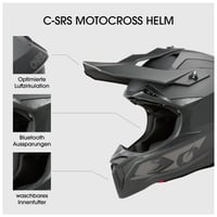 Cască Motocross O'Neal C-SRS MX Enduro, carcasă ABS, căptușeală interioară detașabilă și lavabilă, închidere Microlock, pentru adulți, negru, mărimea M 3