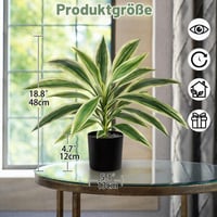 Oairse 48 cm Umjetna biljka Dracaena u crnoj posudi, umjetna tropska biljka za kupaonicu, dnevni boravak, ured, bijelo-zelena 2