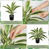 Oairse 48 cm Umjetna biljka Dracaena u crnoj posudi, umjetna tropska biljka za kupaonicu, dnevni boravak, ured, bijelo-zelena 3