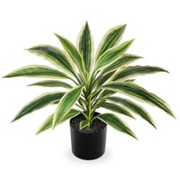 Oairse 48 cm Umjetna biljka Dracaena u crnoj posudi, umjetna tropska biljka za kupaonicu, dnevni boravak, ured, bijelo-zelena 1