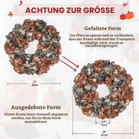 Oairse 60 cm Umelý hortenziový vianočný veniec, dekorácia na dvere, adventný veniec na vchodové dvere, na stenu, zimná dekorácia 2