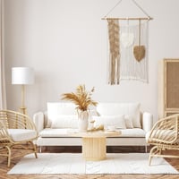 Decorațiune de perete Oairse Boho din macrame, model frunză cu ciucuri, realizată manual, kaki, pentru dormitor, camera copiilor sau sufragerie 2