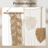 Decorațiune de perete Oairse Boho din macrame, model frunză cu ciucuri, realizată manual, kaki, pentru dormitor, camera copiilor sau sufragerie 6