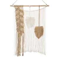 Decorațiune de perete Oairse Boho din macrame, model frunză cu ciucuri, realizată manual, kaki, pentru dormitor, camera copiilor sau sufragerie 1