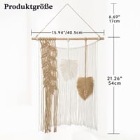 Decorațiune de perete Oairse Boho din macrame, model frunză cu ciucuri, realizată manual, kaki, pentru dormitor, camera copiilor sau sufragerie 5