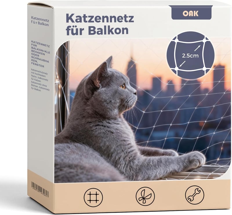 OAK Macskavédő Hálózat Erkélyre Ablakra 10x3m Erős Nylon Fúrás Nélkül