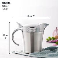 Nerezová termoska na omáčku Oak & Steel Premium 480 ml, dvojstenná, s výklopným vekom a darčekovou krabičkou, strieborná 4