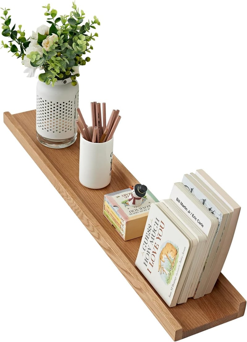 OAKERLAND 80 cm tölgy fali polc, lebegő fapolc otthonhoz, irodához, hálóhoz, nappalihoz