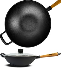 Liatinová panvica wok Oakfire s drevenou rukoväťou, 31 cm 1