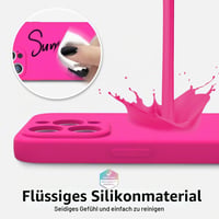Husă din silicon oakxco pentru iPhone 14 Pro cu protecție pentru cameră, carcasă de protecție ultra-subțire din TPU mat pentru fete, husă spate subțire într-o singură culoare, roz neon 4