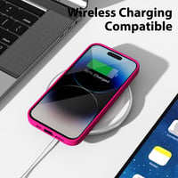 Husă din silicon oakxco pentru iPhone 14 Pro cu protecție pentru cameră, carcasă de protecție ultra-subțire din TPU mat pentru fete, husă spate subțire într-o singură culoare, roz neon 7