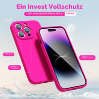 Husă din silicon oakxco pentru iPhone 14 Pro cu protecție pentru cameră, carcasă de protecție ultra-subțire din TPU mat pentru fete, husă spate subțire într-o singură culoare, roz neon 3