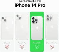 Husă din silicon oakxco pentru iPhone 14 Pro cu protecție pentru cameră, carcasă de protecție ultra-subțire din TPU mat pentru fete, husă spate subțire într-o singură culoare, roz neon 2