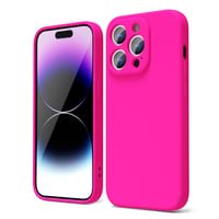 Husă din silicon oakxco pentru iPhone 14 Pro cu protecție pentru cameră, carcasă de protecție ultra-subțire din TPU mat pentru fete, husă spate subțire într-o singură culoare, roz neon 1