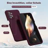 Silikónový kryt na Samsung Galaxy A23 5G oakxco s ochranou fotoaparátu, ultra tenké matné TPU puzdro pre dievčatá, jednofarebný slim bumper, bordová (Weinrot) 3