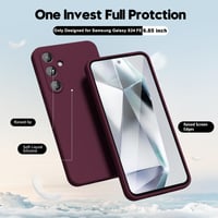 Silikónový kryt oakxco pre Samsung Galaxy S24 FE s ochranou fotoaparátu, ultratenký matný TPU ochranný obal pre dievčatá, jednofarebný tenký zadný kryt, bordovo-červený 3