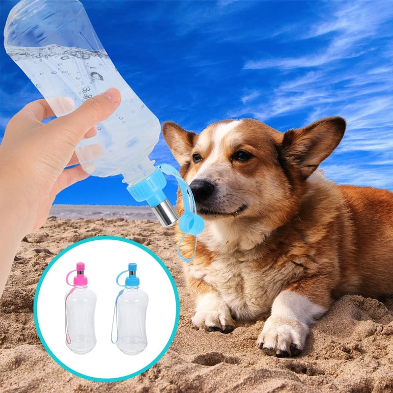 OATIPHO 500ml Utazó Ivópalack Kutyáknak Macskáknak Szivárgásmentes 2 db Kék és Rózsaszín