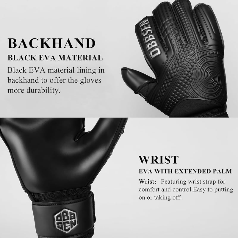 Obbsen Kapushandschuh Dupla Csuklóvédelem Ujjvédelem Gyerekek Felnőttek - 10 UK, S1 black.