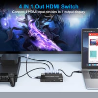 Obcxin 4K HDMI Switch 4 az 1-ben távirányítóval, Dolby Vision támogatással 3
