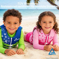 Vestă de înot pentru copii Obcxin, neopren, pentru vârstele 2-3 ani (15-19 kg) - Certificată TÜV, cu catarame reglabile și centură dublă de siguranță, pentru fete și băieți 9