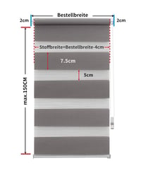 OBdeco Dvojitá roleta na okno bez vŕtania, upevnenie na klip, 85x150 cm, bielo-zeleno-sivá, priepustná pre svetlo a zatemňovacia 2