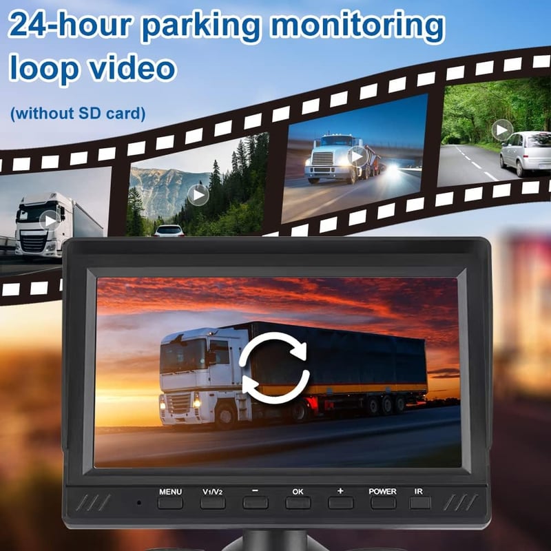 OBEST 7 Colos Tolatókamera Monitor Szett 4 Csatornás Képernyő Éjjellátó Vízálló