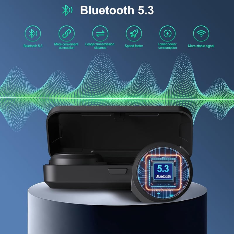 OBEST Bluetooth 5.3 Motoros Sisak Headset Vezetékmentes Fülhallgató Töltődobozzal