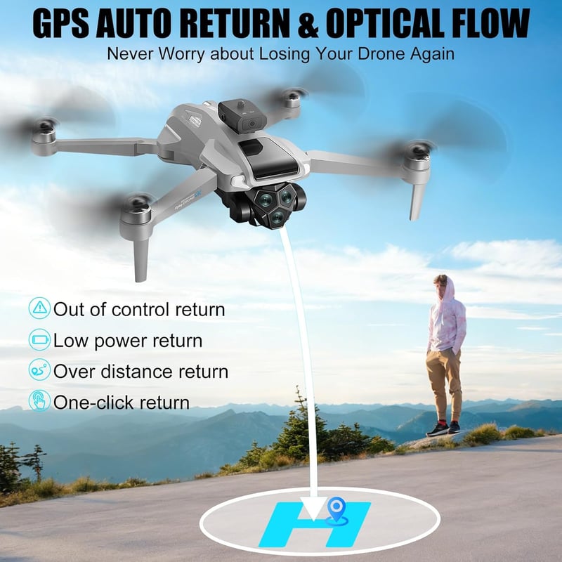OBEST GPS Drón 4K Kamerával, 5G WiFi FPV, 4,5" Képernyő, 2 Akkumulátor, 50 Perc Repülési Idő