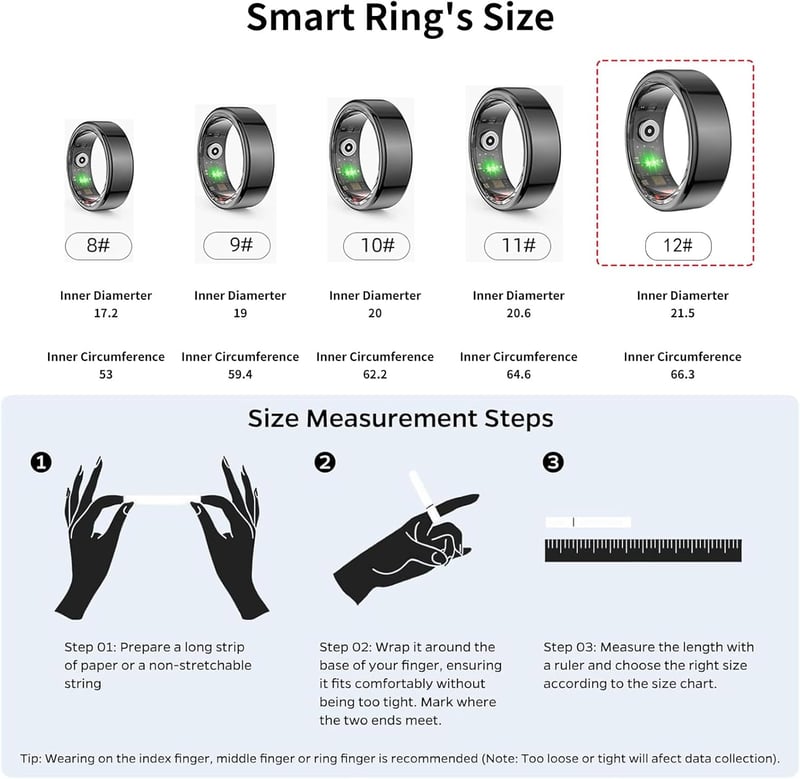 OBEST Okosgyűrű Fitness Tracker Szívritmus Véroxigén Alvásmonitor IP68 Vízálló