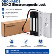 OBO HANDS 60KG 12V elektromágneses ajtózár beléptető rendszerhez, elektromos mágneses zár 132lbs 2