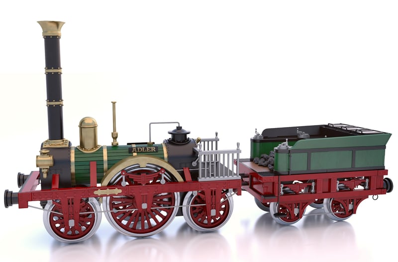 Occre Adler Lokomotíva 1:24 Drevená modelová stavebnica - s červenými detailmi, kovovými súčasťami, pre zberateľov