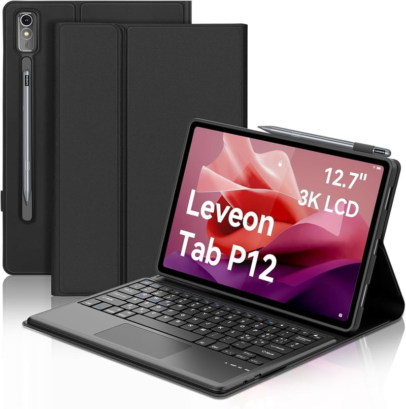 Puzdro s klávesnicou Occtingkind pre Lenovo Tab P12 TB370FU 12,7" s touchpadom, odnímateľná Bluetooth klávesnica, talianske rozloženie, USB-C, čierne