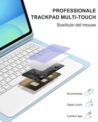 Puzdro s Bluetooth klávesnicou a touchpadom Occtingkind pre Samsung Galaxy Tab S10 FE Plus 13,1", talianske rozloženie, USB-C, sivé 7