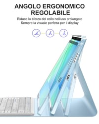 Puzdro s Bluetooth klávesnicou a touchpadom Occtingkind pre Samsung Galaxy Tab S10 FE Plus 13,1", talianske rozloženie, USB-C, sivé 3