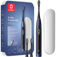 Set cadou periuță de dinți sonică Oclean X Lite albastră, 3 capete de rezervă, rezistentă la apă IPX7, 5 programe de curățare, temporizator, etui de călătorie 1