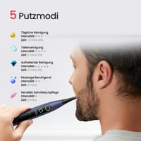 Set cadou periuță de dinți sonică Oclean X Lite albastră, 3 capete de rezervă, rezistentă la apă IPX7, 5 programe de curățare, temporizator, etui de călătorie 4