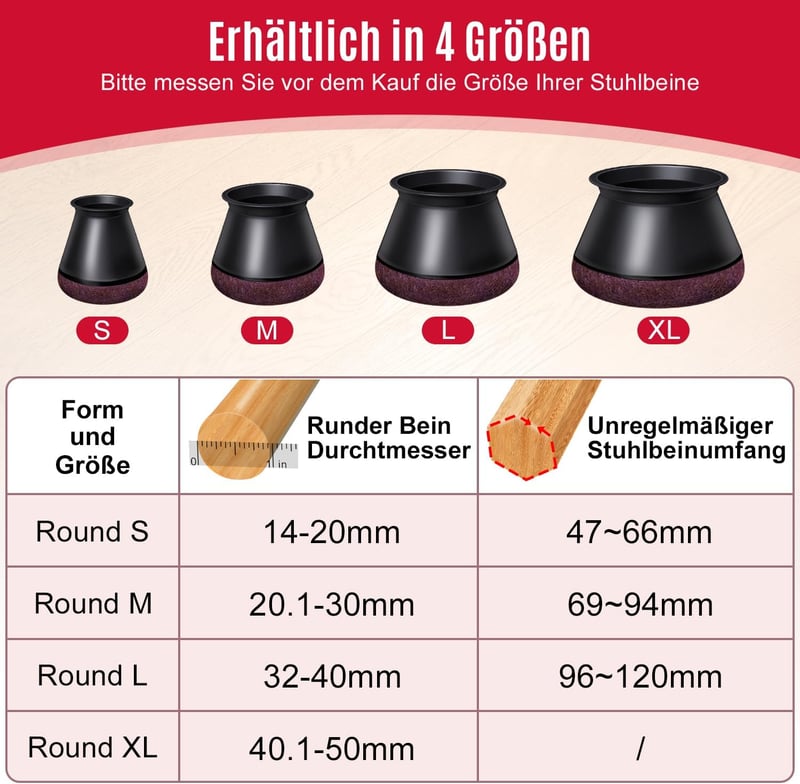 OCONDA 24 db Fekete Szilikon Széklábvédő Sapka Filcbetéttel - Ferde Széklábakhoz, Kopásálló Padlóvédő, 20-30 mm Átmérőjű Lábakhoz