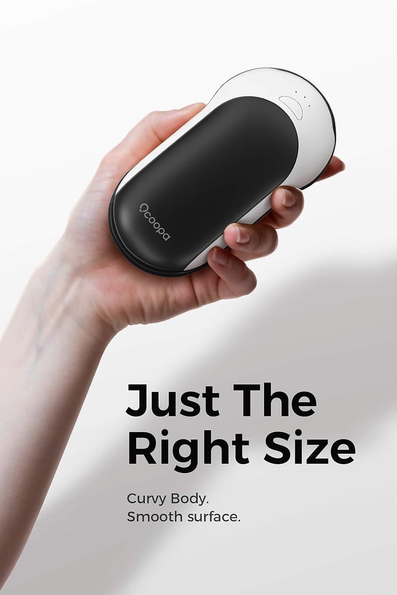 OCOOPA 10000 mAh Tölthető Kézmelegítő, Hordozható Zsebmelegítő Powerbank, 15 Órás Üzemidő, Alumínium Ház, Kültéri Sportokhoz, Fekete
