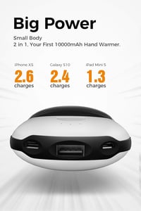 OCOOPA 10000 mAh Tölthető Kézmelegítő, Hordozható Zsebmelegítő Powerbank, 15 Órás Üzemidő, Alumínium Ház, Kültéri Sportokhoz, Fekete 5