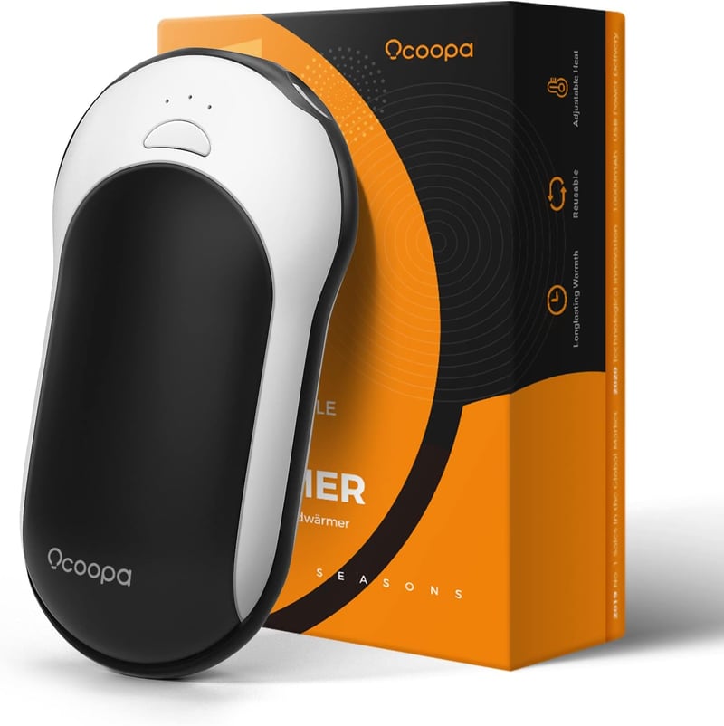 OCOOPA 10000 mAh Tölthető Kézmelegítő, Hordozható Zsebmelegítő Powerbank, 15 Órás Üzemidő, Alumínium Ház, Kültéri Sportokhoz, Fekete