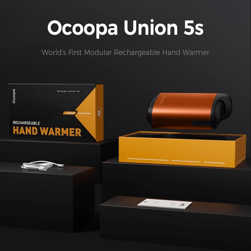 OCOOPA Kézmelegítő 10000 mAh - Újratölthető Elektromos Zsebmelegítő és Powerbank, Alumínium Ház, Narancs Színben, Kültéri Sportokhoz, Túrázá