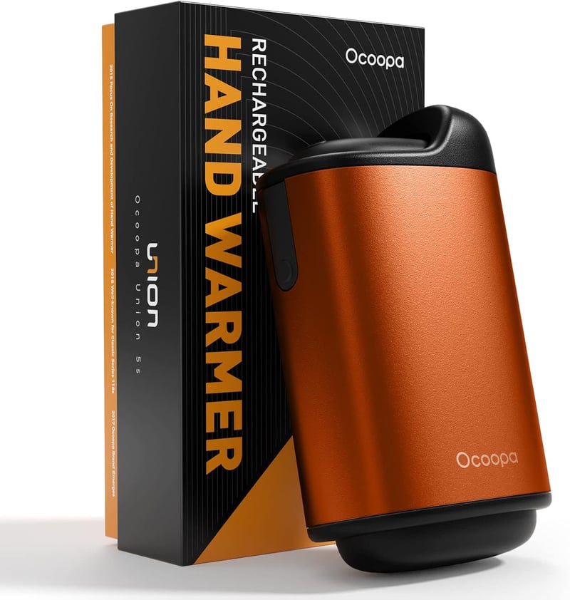 OCOOPA Kézmelegítő 10000 mAh - Újratölthető Elektromos Zsebmelegítő és Powerbank, Alumínium Ház, Narancs Színben, Kültéri Sportokhoz, Túrázá