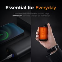 OCOOPA Kézmelegítő 10000 mAh - Újratölthető Elektromos Zsebmelegítő és Powerbank, Alumínium Ház, Narancs Színben, Kültéri Sportokhoz, Túrázá 4