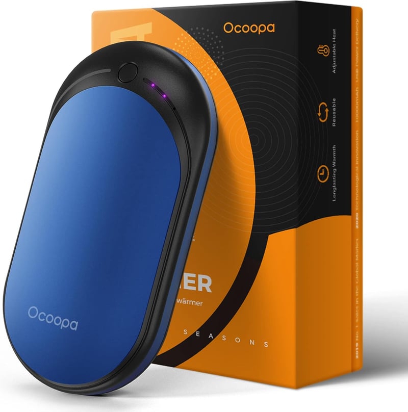 OCOOPA Kézmelegítő, 5200 mAh Akkumulátor, 5 Fokozatú Fűtés, 10 Órás Üzemidő, Kétoldalas Hőforrás, Kék, Alumínium, Túrázáshoz, Téli Sportokho