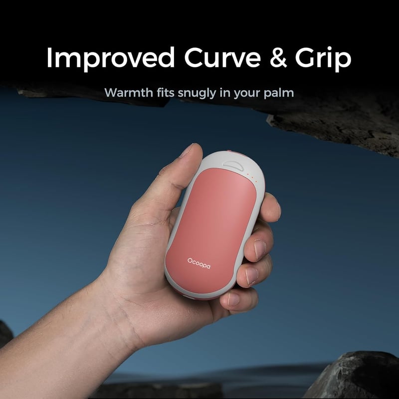 OCOOPA Tölthető Kézmelegítő 5200 mAh - Elektromos Zsebmelegítő és Powerbank Fehér-Rózsaszín - Túrázáshoz, Vadászathoz, Kültéri Sportokhoz