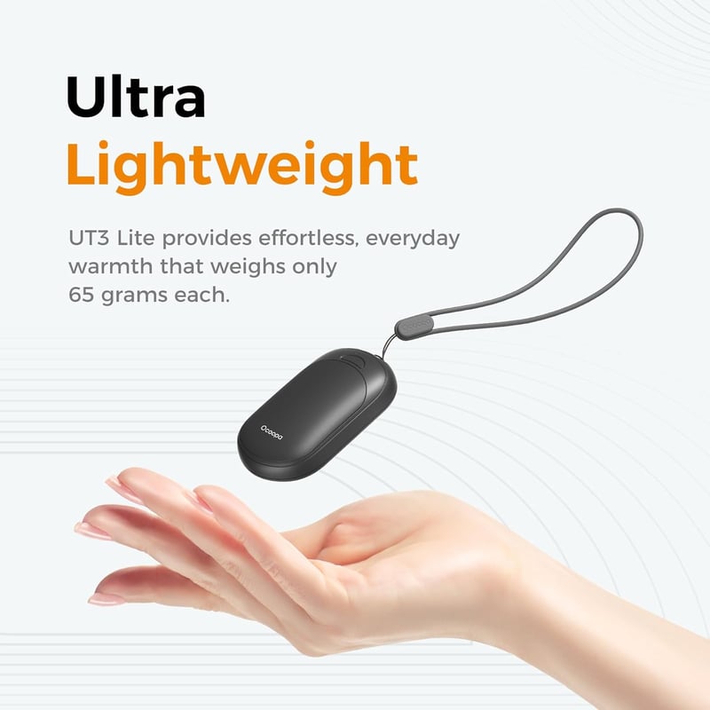 OCOOPA Tölthető Kézmelegítő Szett, 2db Mágneses Hordozható Fűtőtest, 5000mAh, Zsebméretű, Ultrakönnyű, 3 Hőfokozat 53°C-ig, Téli Sportokhoz
